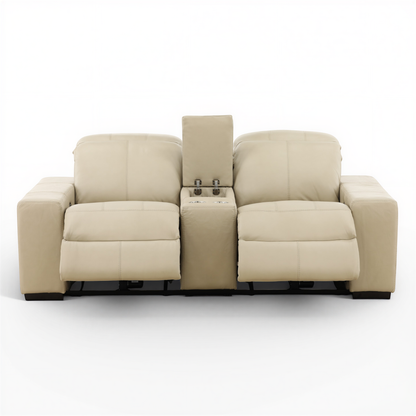 Evren Power Leather Console Loveseat