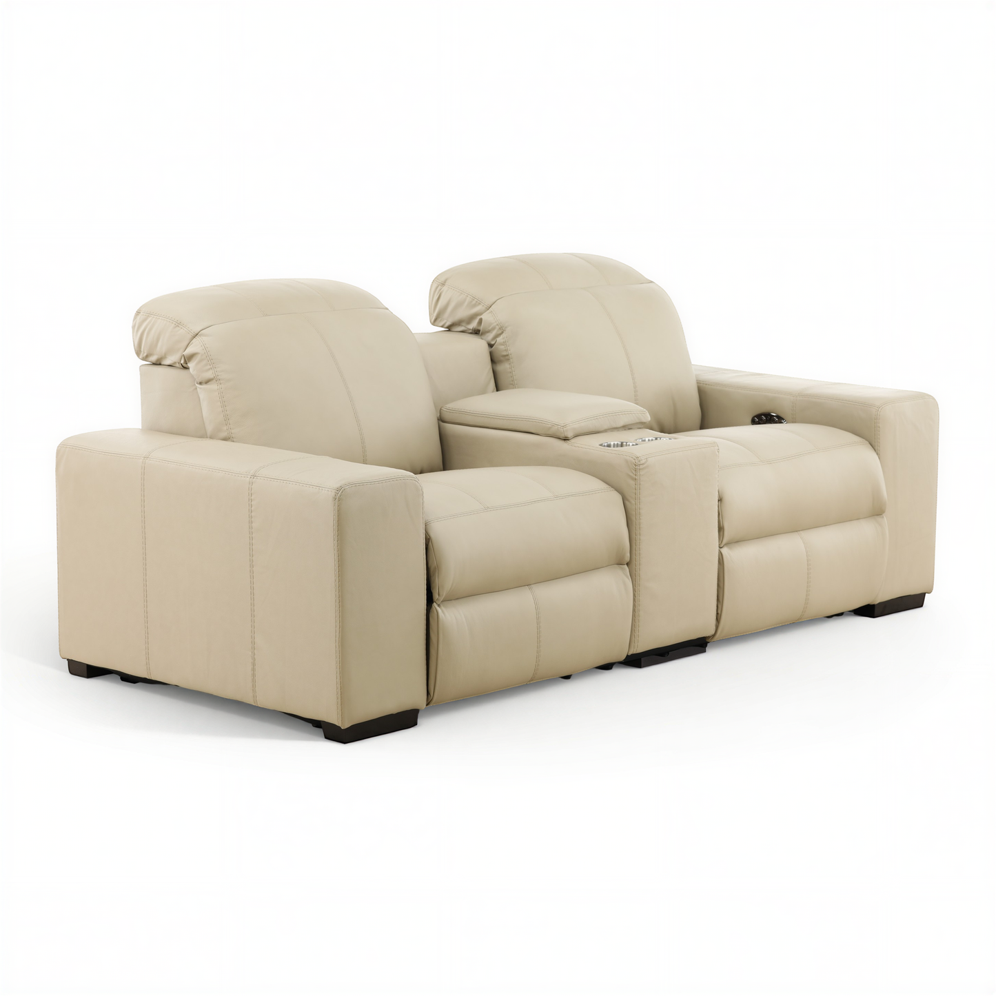 Evren Power Leather Console Loveseat