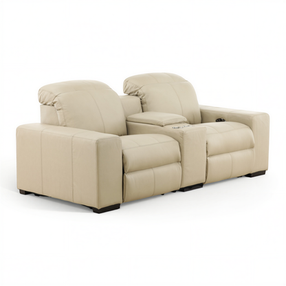 Evren Power Leather Console Loveseat