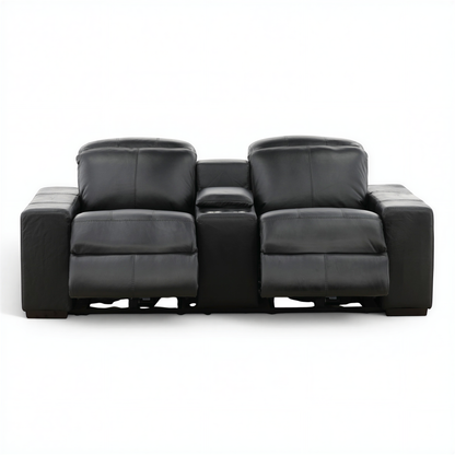 Evren Power Leather Console Loveseat
