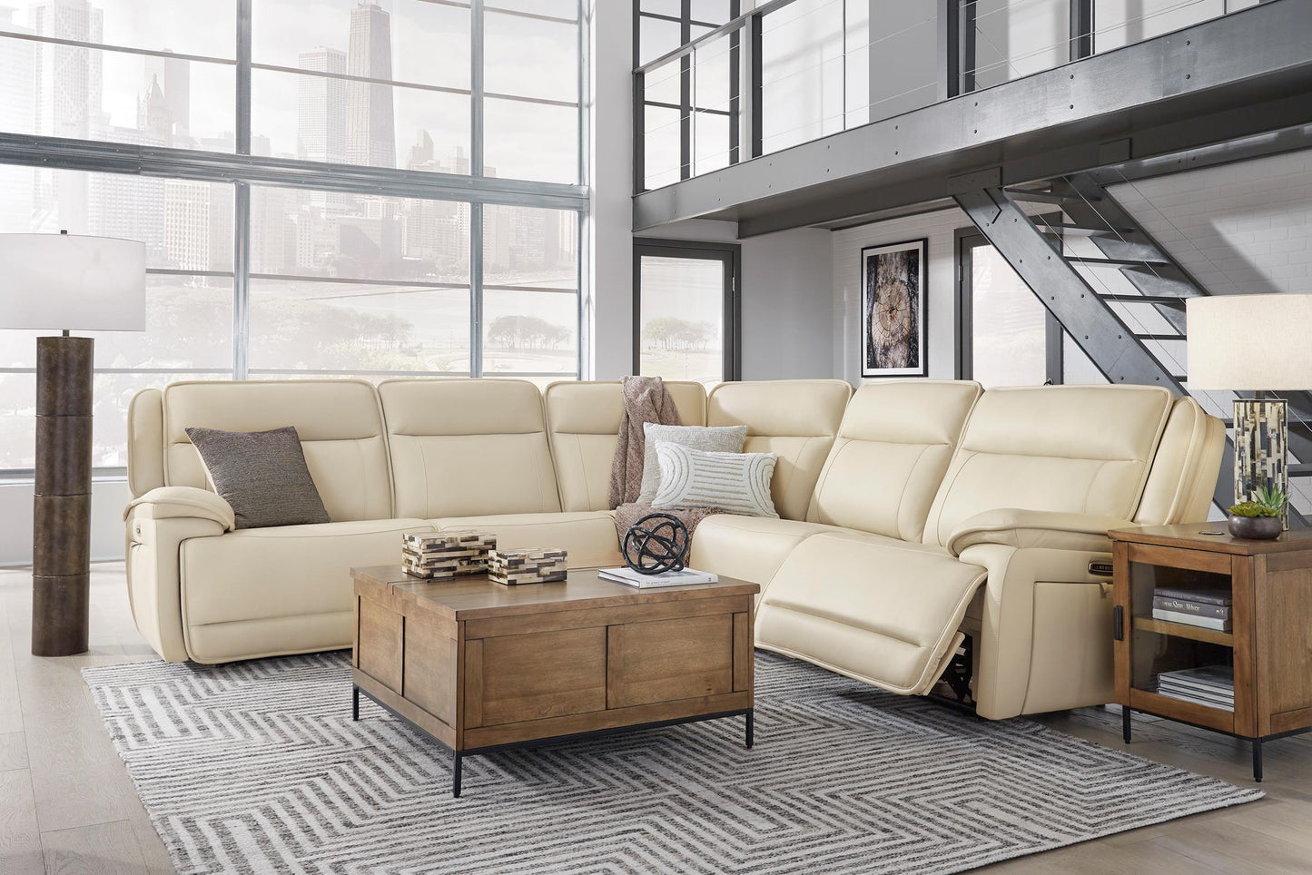 Double Deal 5-Piece Leather Power Reclining Sectional