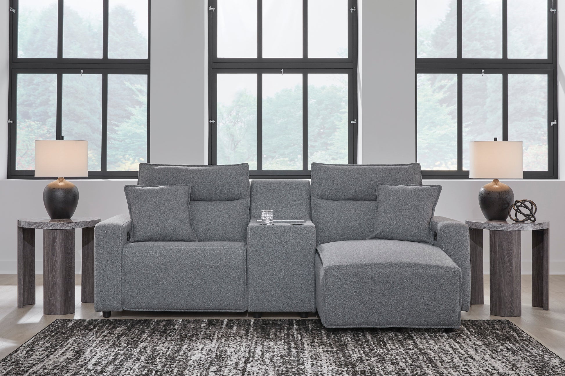 Ashley ModMax II 3-Piece Next-Gen Nuvella™ Performance Fabric Dual Power Reclining Modular Sectional with Chaise and Console