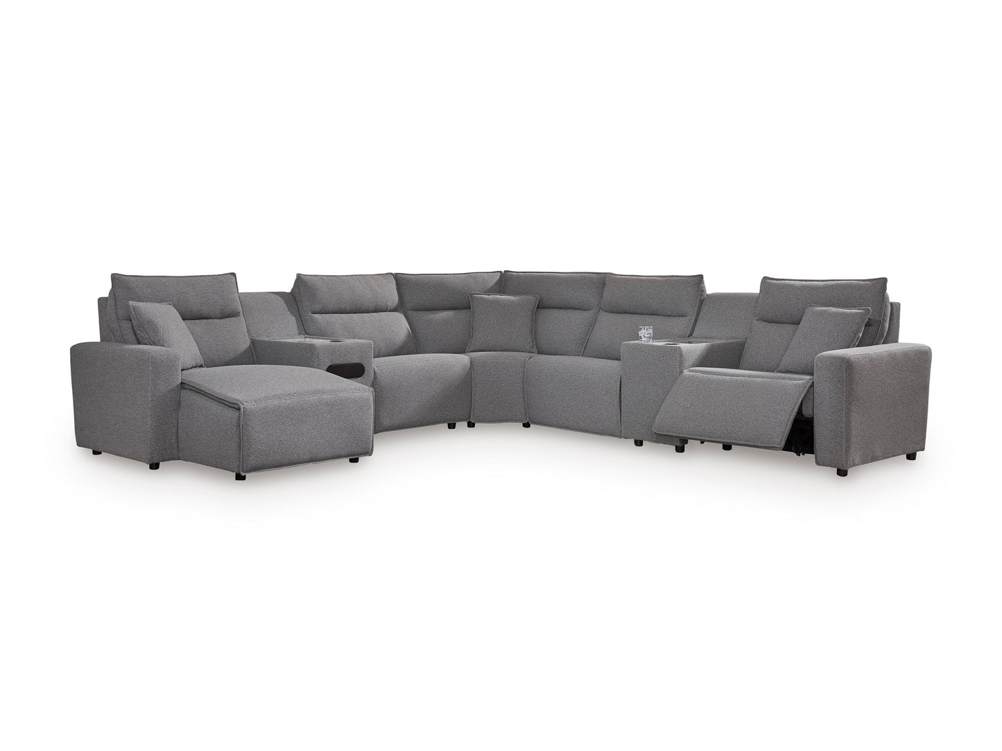 ModMax II 7-Piece Next-Gen Nuvella™ Performance Fabric Dual Power Reclining Modular Sectional with Chaise and Consoles