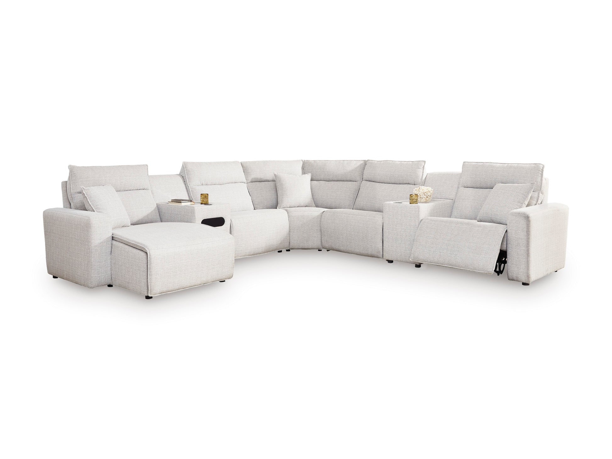Ashley ModMax II 7-Piece Next-Gen Nuvella™ Performance Fabric Dual Power Reclining Modular Sectional with Chaise and Consoles