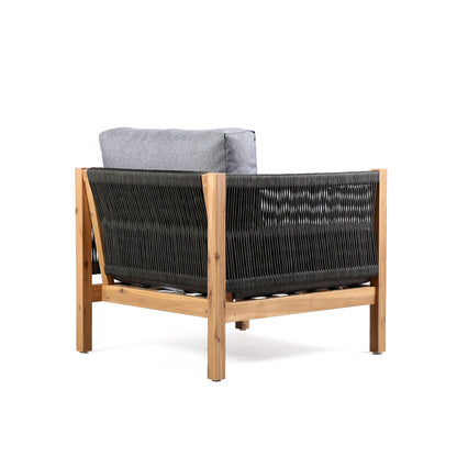 Sienna Outdoor Eucalyptus Lounge Chair in Teak Finish with Gray Cushio