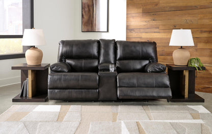 Mountainous Leather Power Reclining Console Loveseat