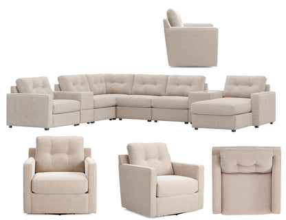 Modular One Right Facing 8-Piece Sectional with E-Console - Stone