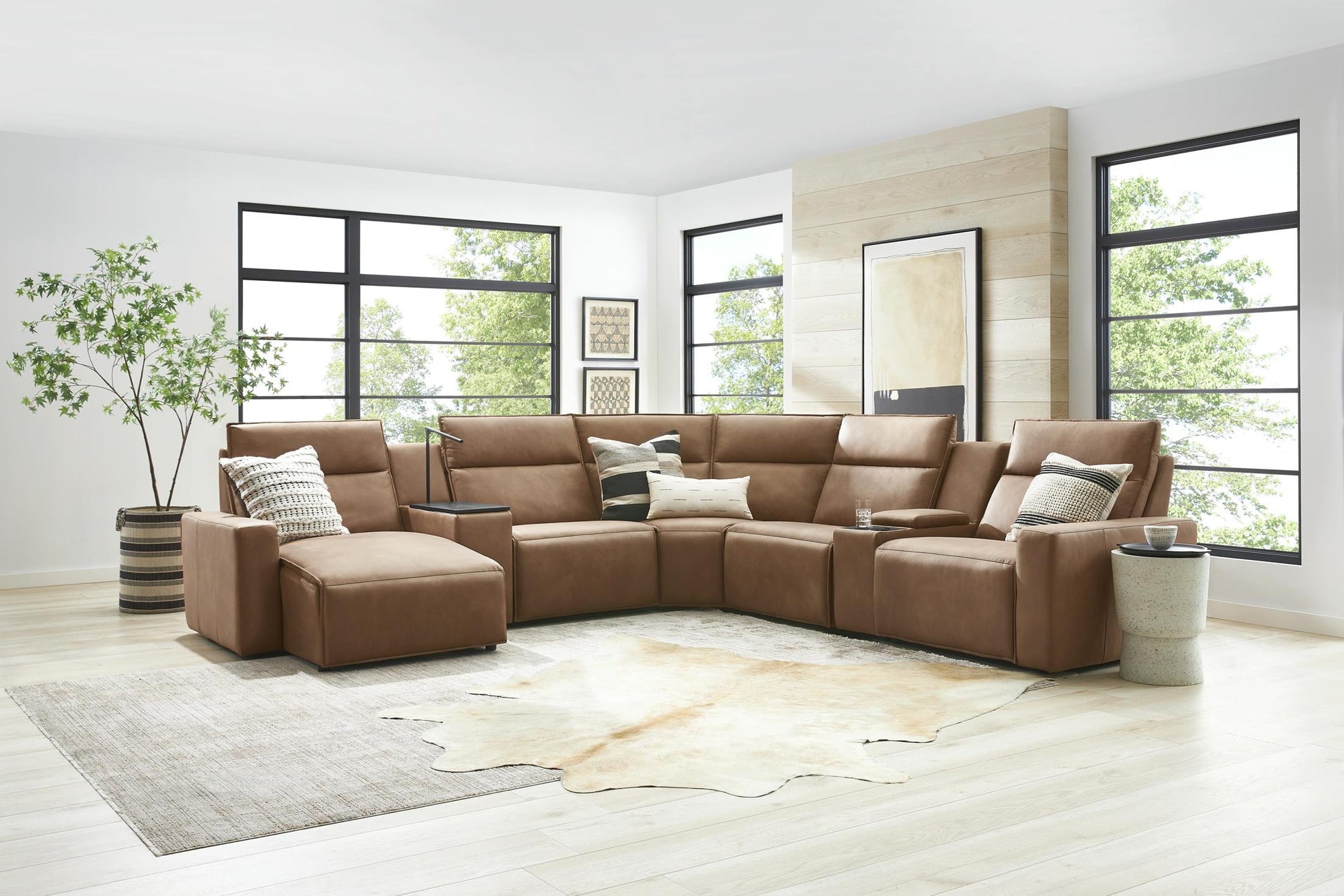 Modular Two 7-Piece Left Arm Facing Power Sectional with Chaise