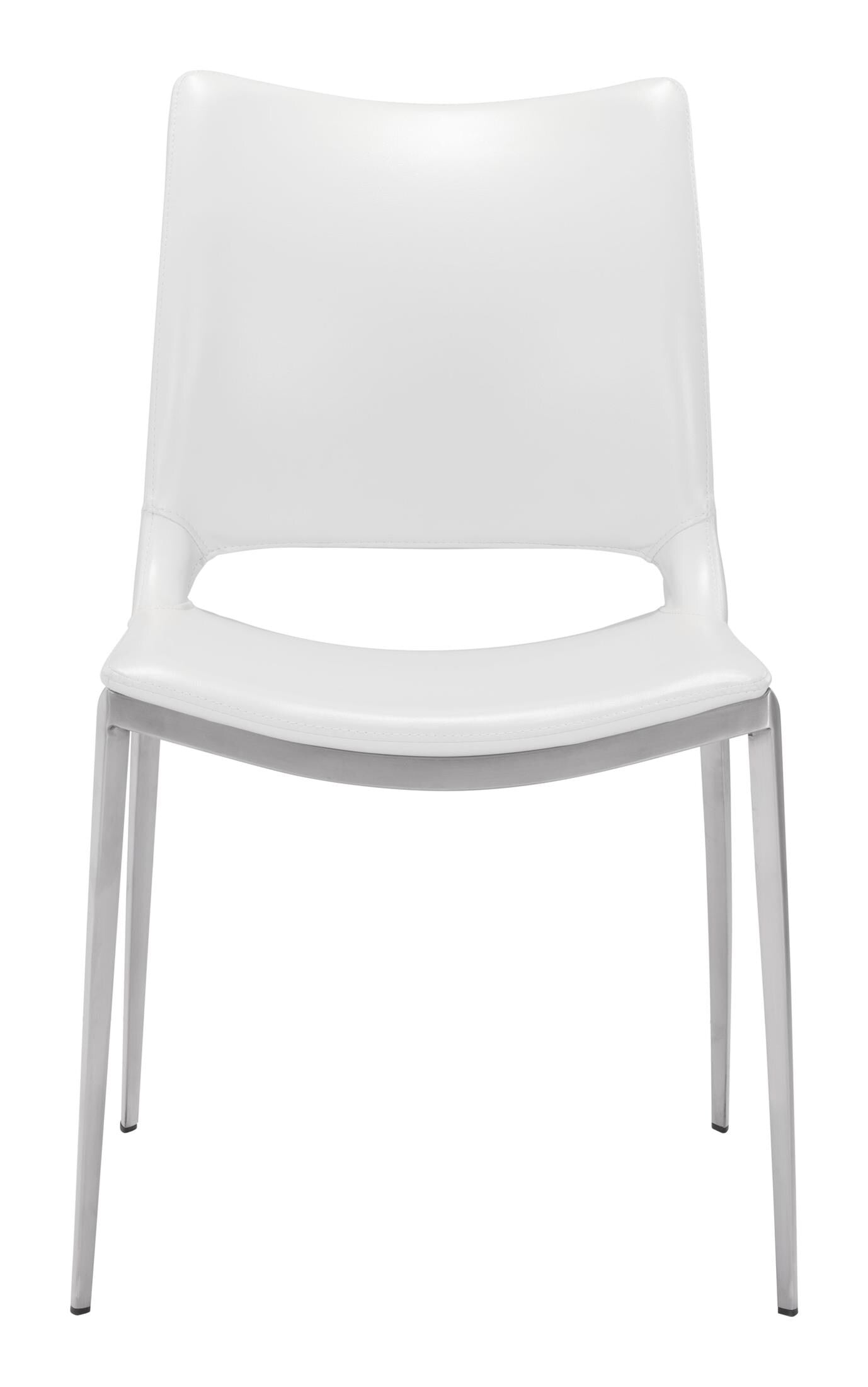 Ace Dining Chair (Set of 2) White & Silver