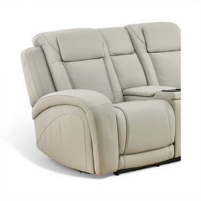 Phoenix Leather Power Reclining Console Loveseat