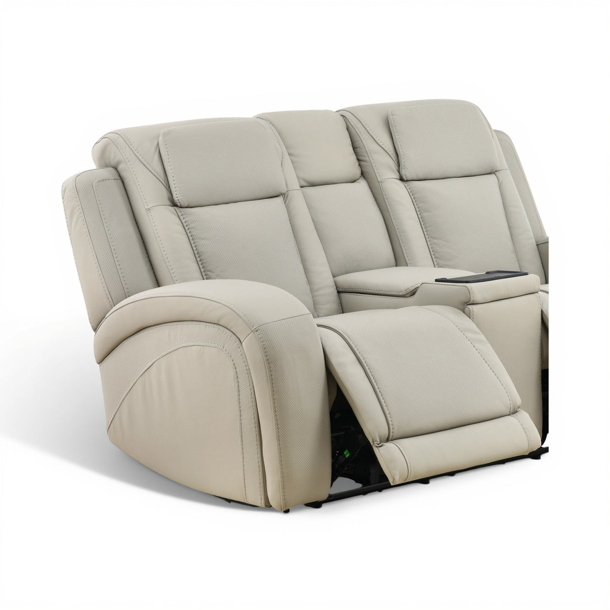 Phoenix Leather Power Reclining Console Loveseat