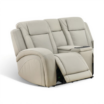 Phoenix Leather Power Reclining Console Loveseat