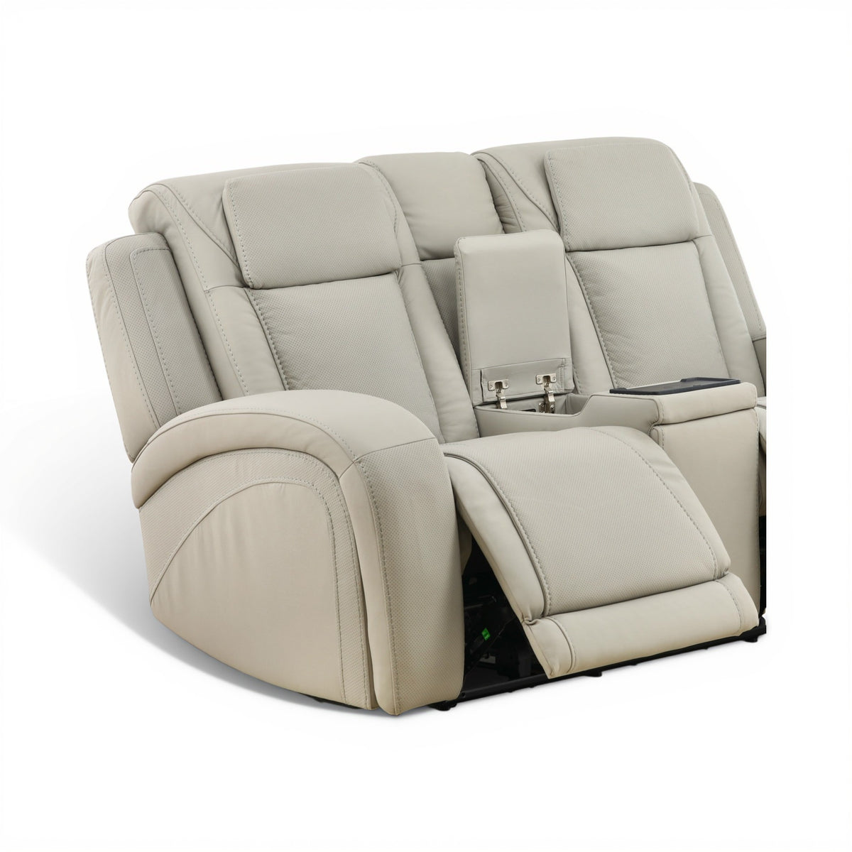 Phoenix Leather Power Reclining Console Loveseat