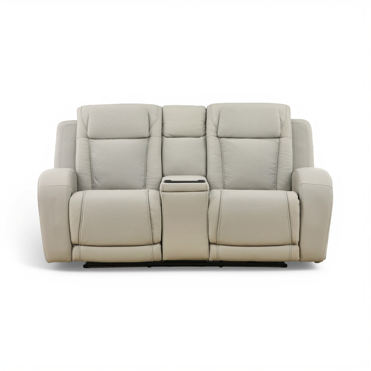 Phoenix Leather Power Reclining Console Loveseat