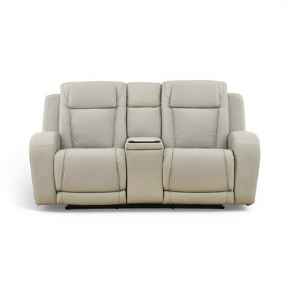 Phoenix Leather Power Reclining Console Loveseat