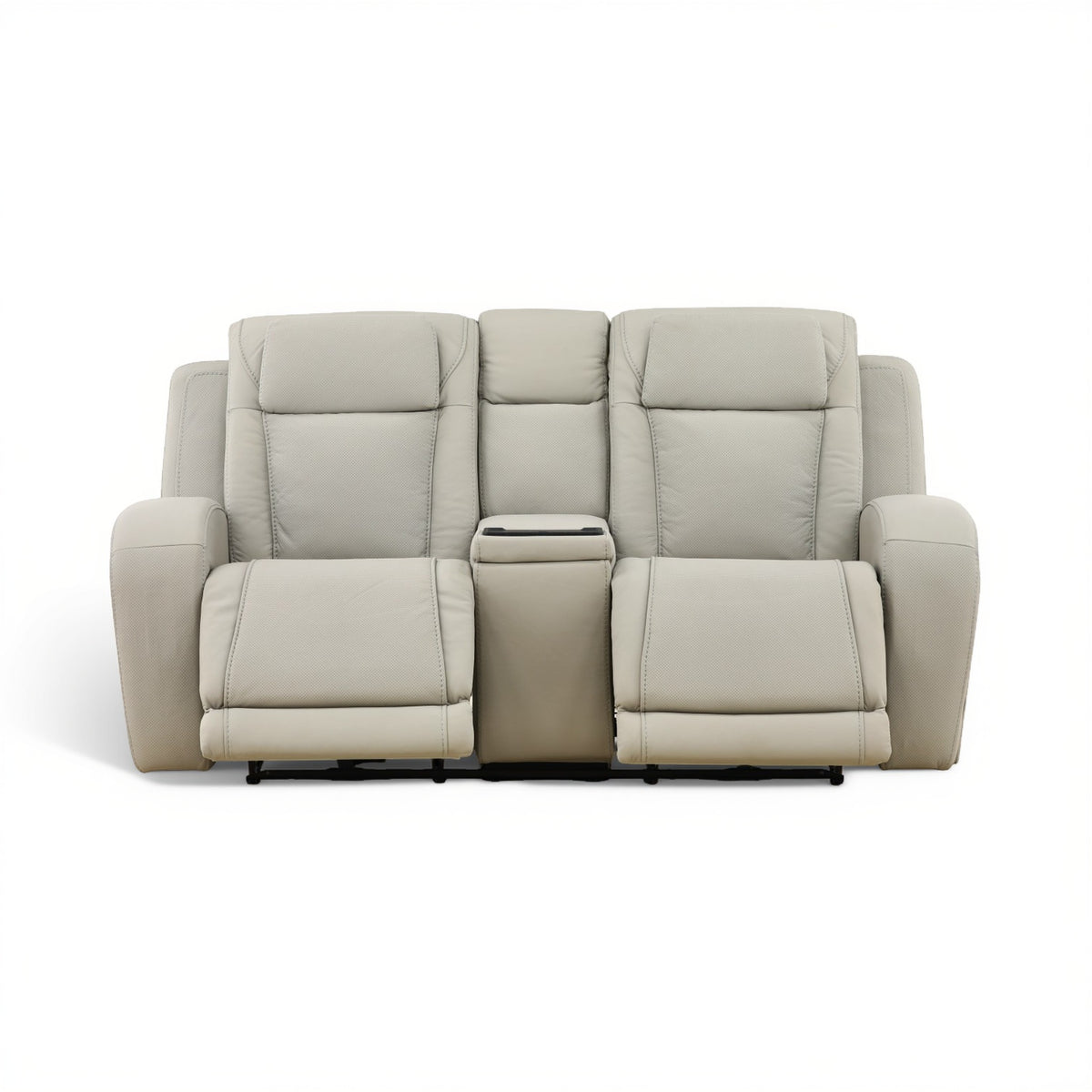Phoenix Leather Power Reclining Console Loveseat