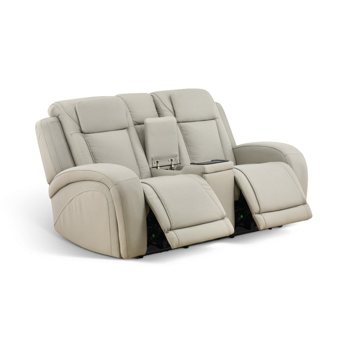 Phoenix Leather Power Reclining Console Loveseat