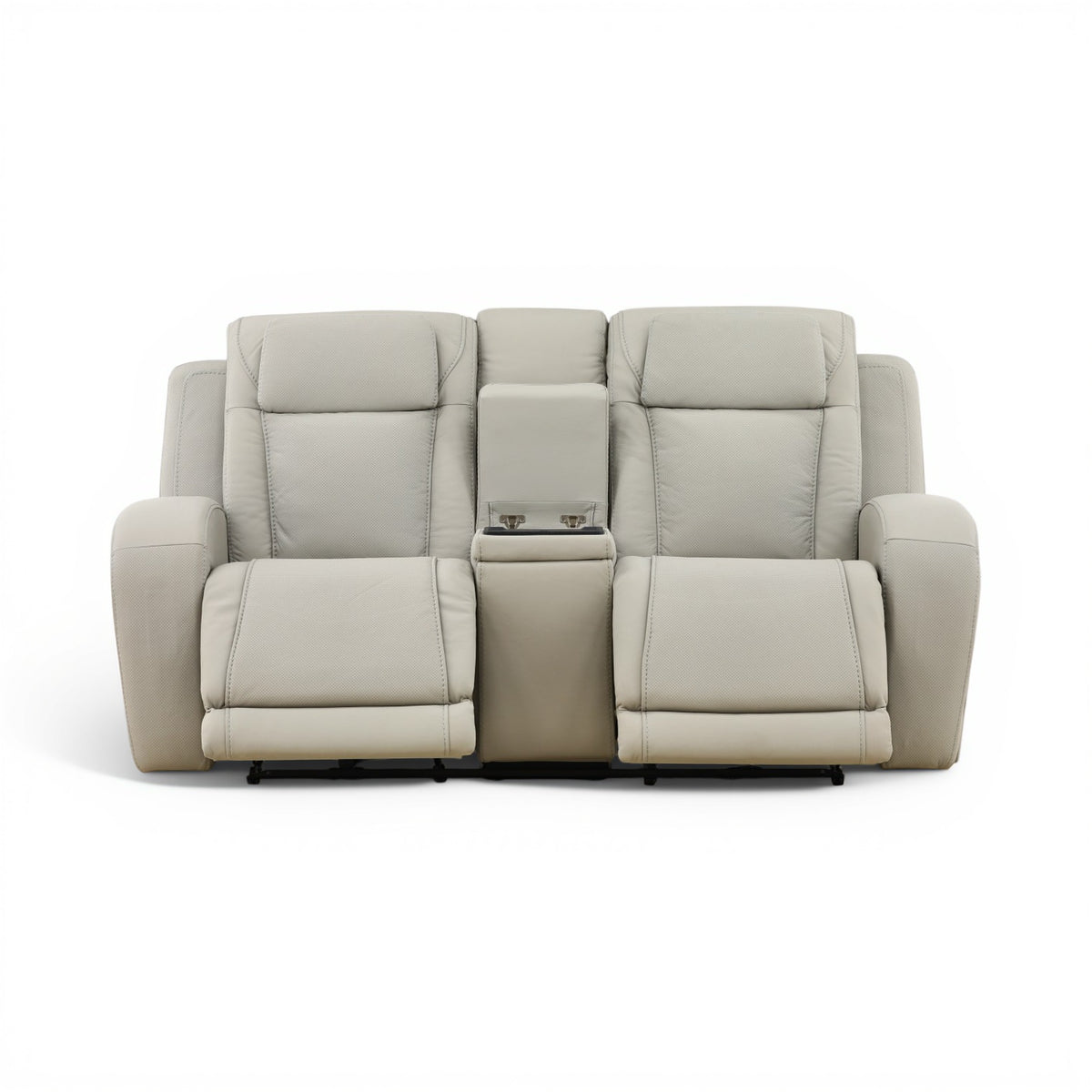 Phoenix Leather Power Reclining Console Loveseat