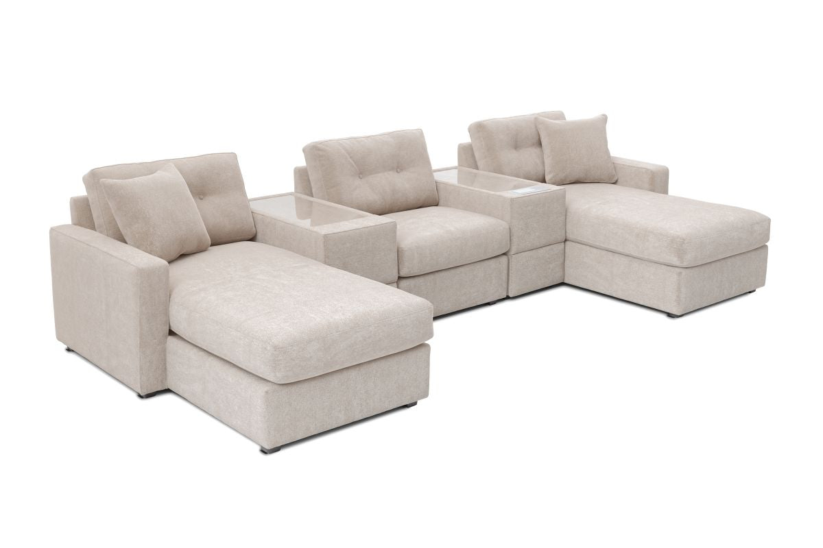 Modular One 5-Piece Theater Sectional with Dual Chaise - Stone