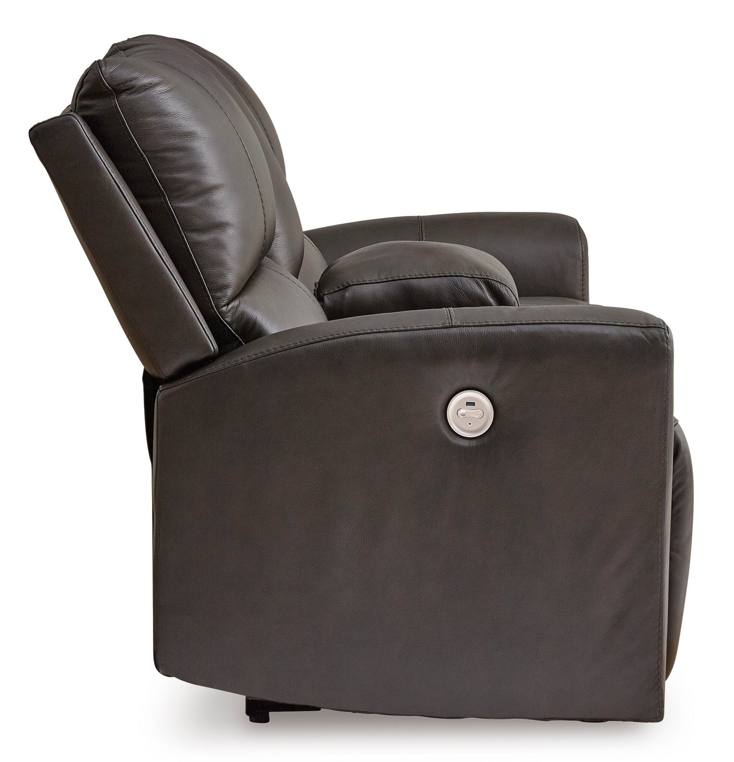 Boxmere Leather Power Reclining Console Loveseat