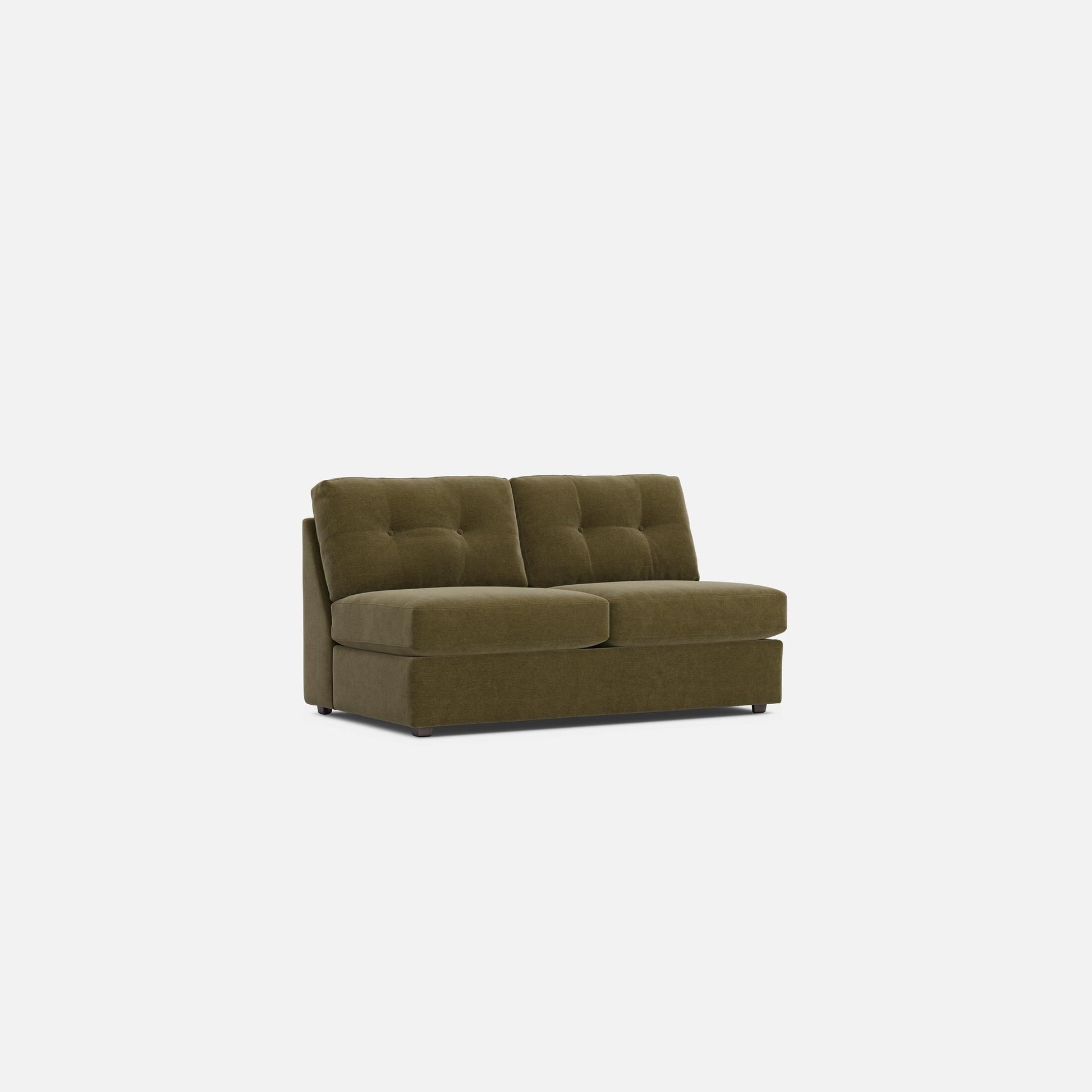 Modular One Armless Full Innerspring Sleeper Sofa- Moss