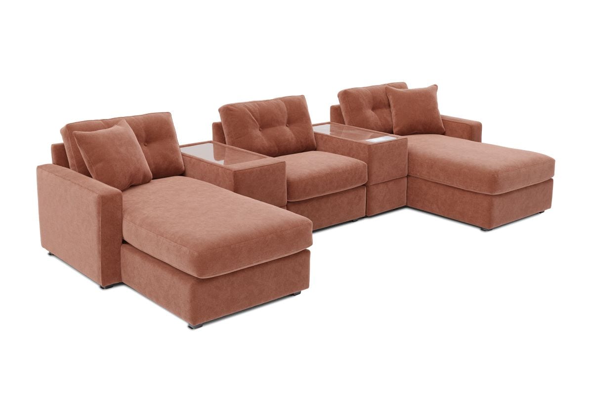 Modular One 5-Piece Sectional with Dual Chaise - Cantaloupe