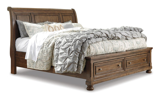 Flynnter California King Sleigh Bed with 2 Storage Drawers