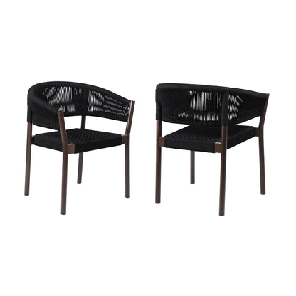 Doris Indoor Outdoor Dining Chair in Dark Eucalyptus Wood with Black R