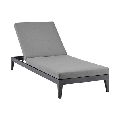 Argiope Outdoor Patio Adjustable Chaise Lounge Chair in Aluminum with Gray Cushions