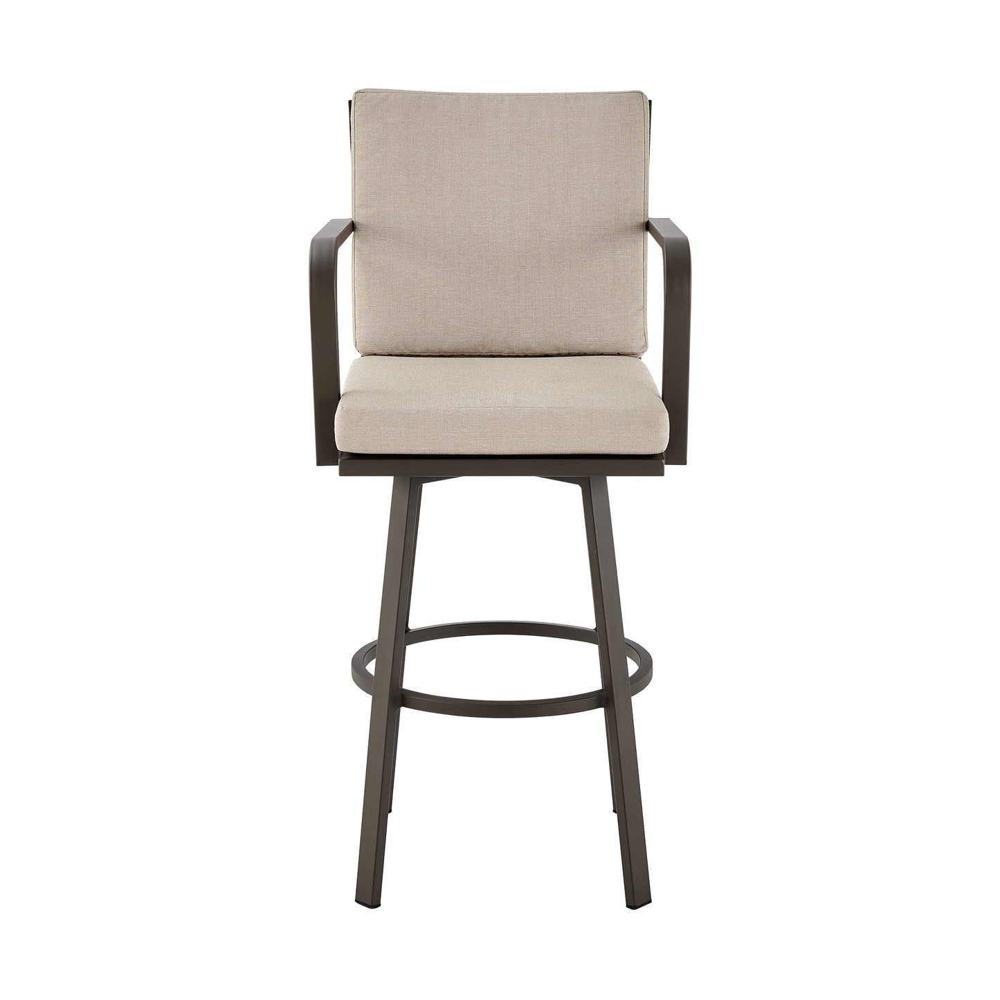 Don 26" Outdoor Patio Swivel Counter Stool in Brown Aluminum with Cushions