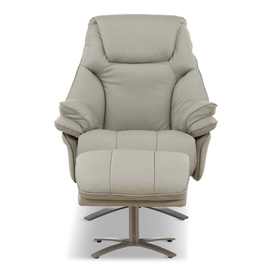Cayman Leather Power Swivel Chair with Ottoman