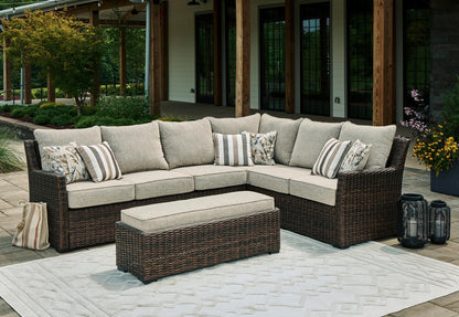 Brook Ranch Outdoor Sofa Sectional and Bench with Cushion