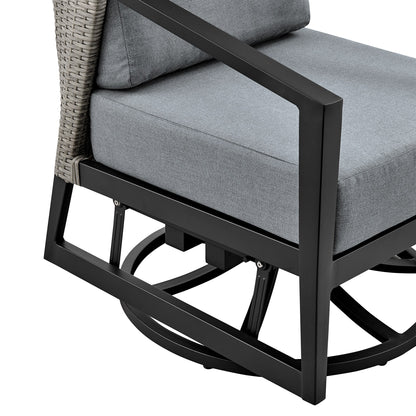 Aileen Outdoor Patio Swivel Lounge Chair in Aluminum with Gray Cushions