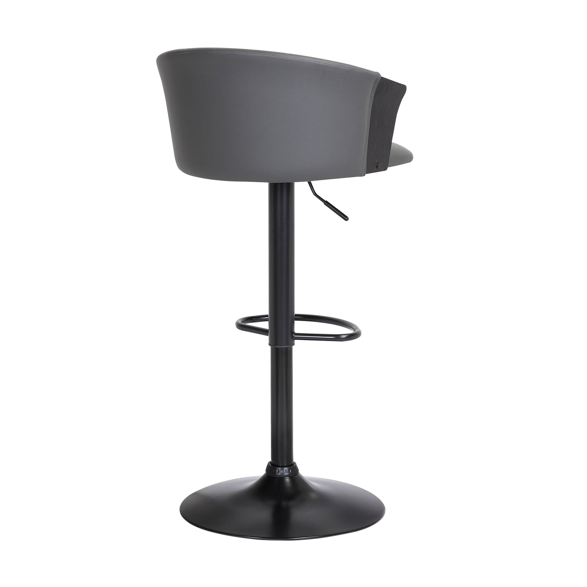 Lydia Adjustable Black Wood Bar Stool