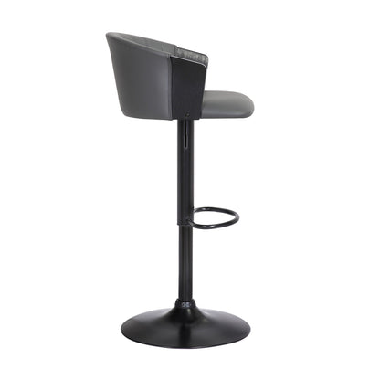 Lydia Adjustable Black Wood Bar Stool