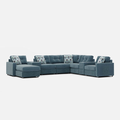 Modular One Left Facing 8-Piece Sectional with E-Console - Teal