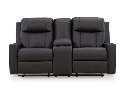 Mackmenville Double Reclining Console Loveseat Carbon