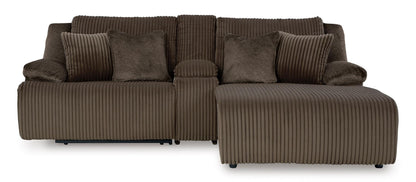 Top Tier Right Facing 3-Piece Reclining Sectional Sofa with Chaise