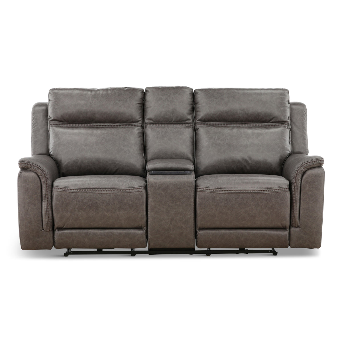 Garrison Power Reclining Console Loveseat Dark Gray