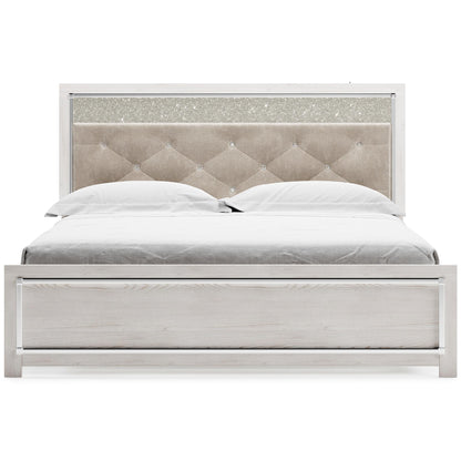 Altyra Queen Panel Bed with Upholstered Headboard