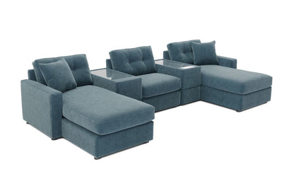 Modular One 5-Piece Theater Sectional with E-Console - Teal