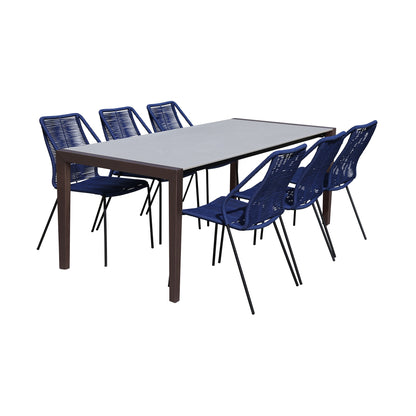 Fineline and Clip Indoor Outdoor 7 Piece Dining Set in Dark Eucalyptus Wood