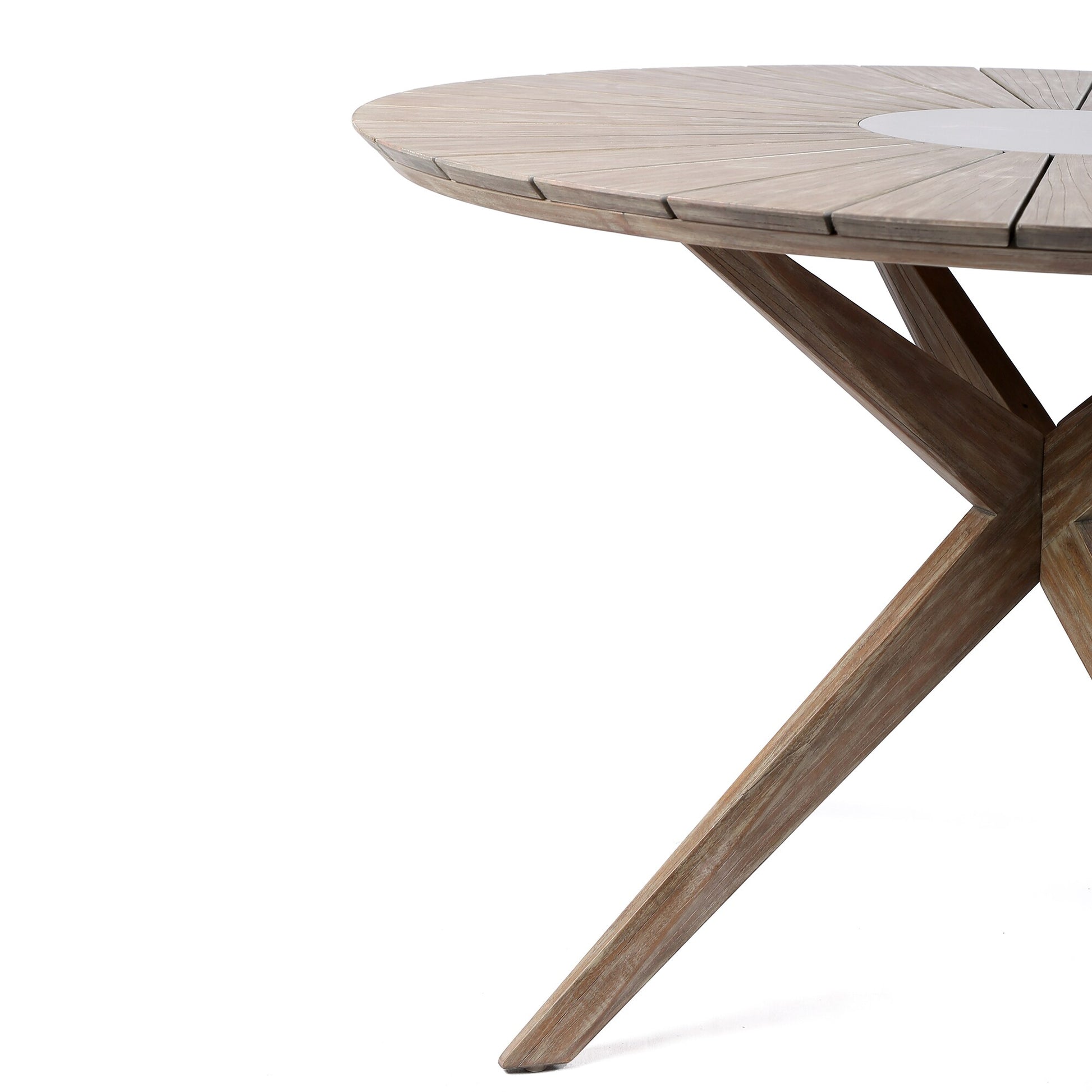 Sachi Outdoor Dark Eucalyptus Wood and Concrete Round Dining Table