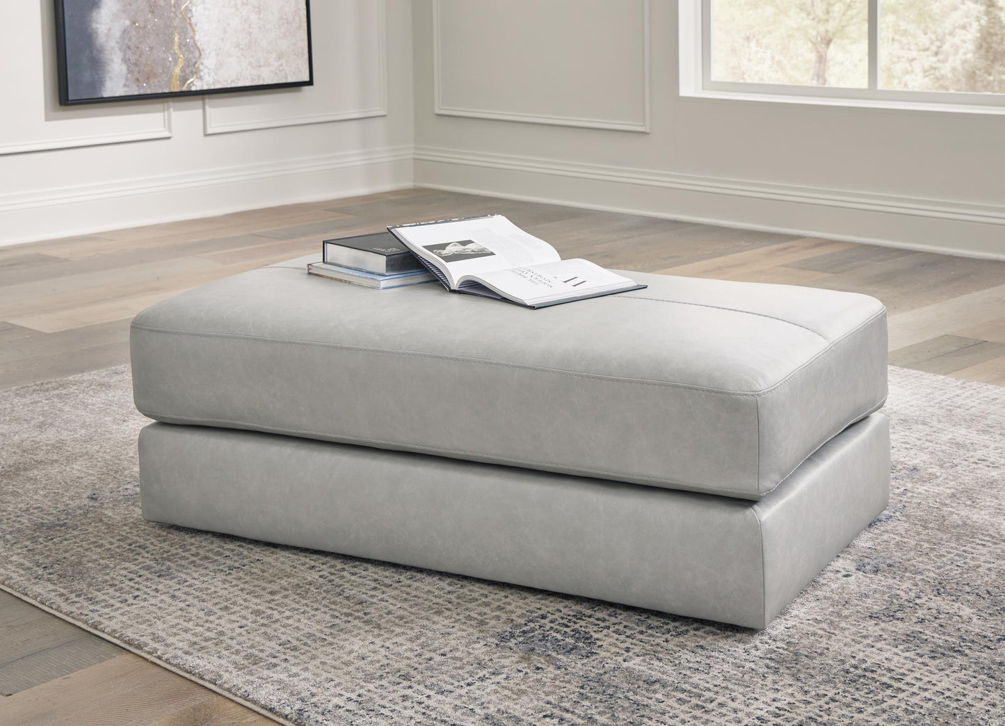 Amiata Oversized Leather Accent Ottoman