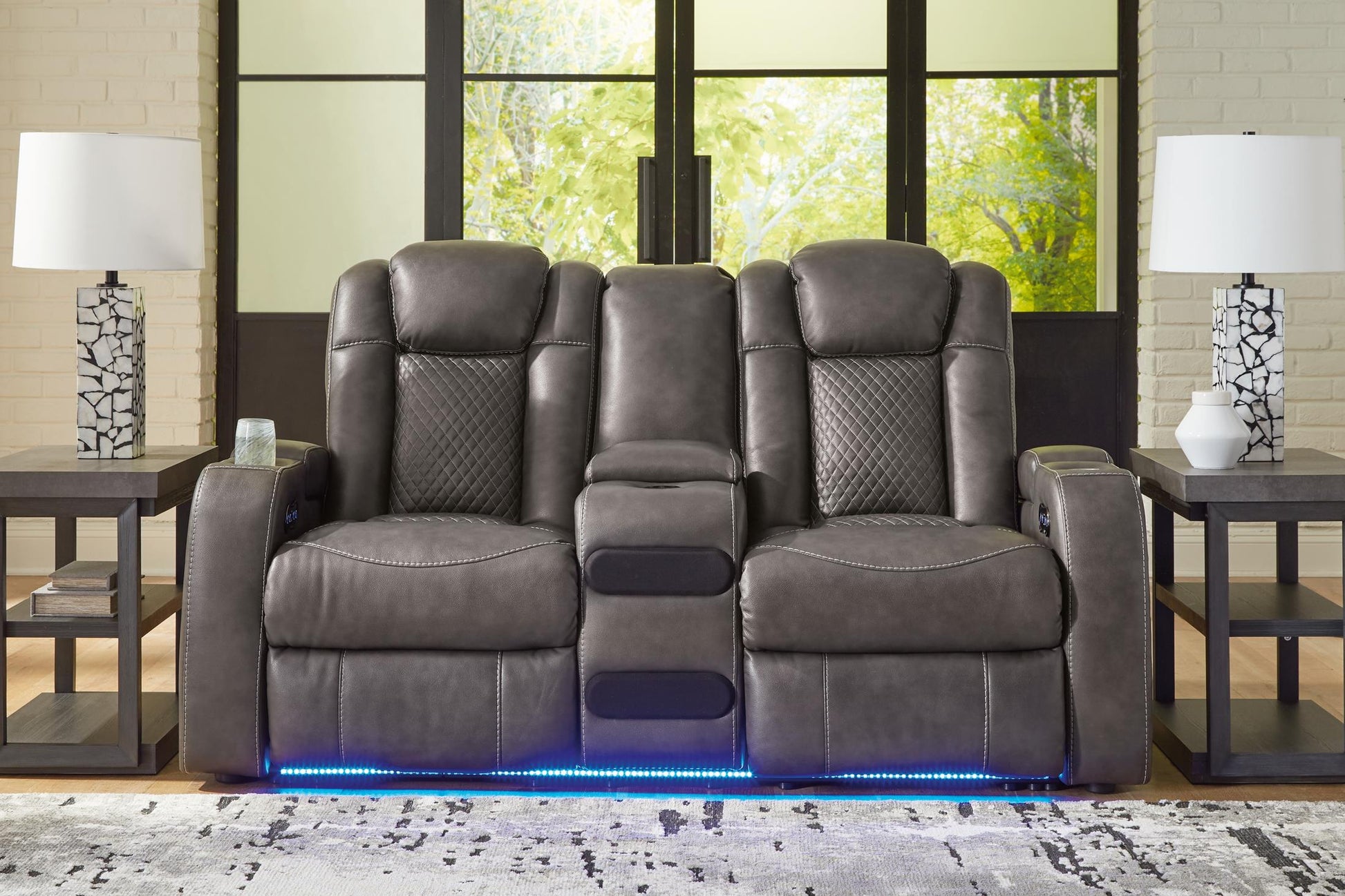 Fyne-Dyme Dual Power Reclining Loveseat with Console