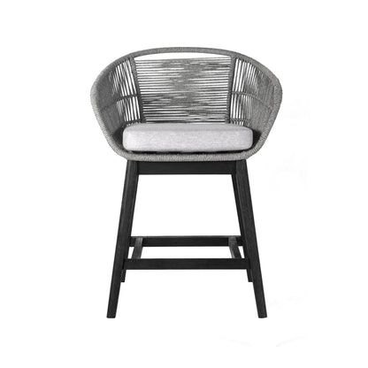 Tutti Frutti Indoor Outdoor Bar Height Bar Stool in Black Brushed Wood