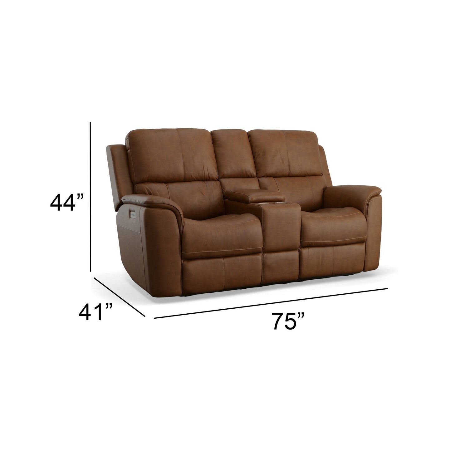 Carmen Leather Power Reclining Loveseat with Console