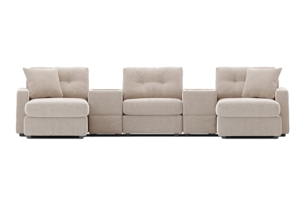 Modular One 5-Piece Theater Sectional with Dual Chaise - Stone