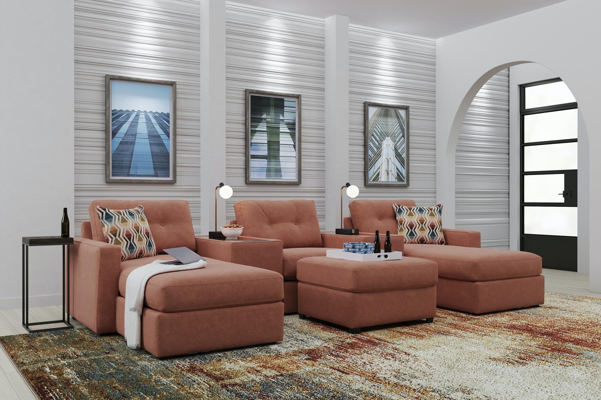 Modular One 5-Piece Theater Sectional with Dual Chaise
