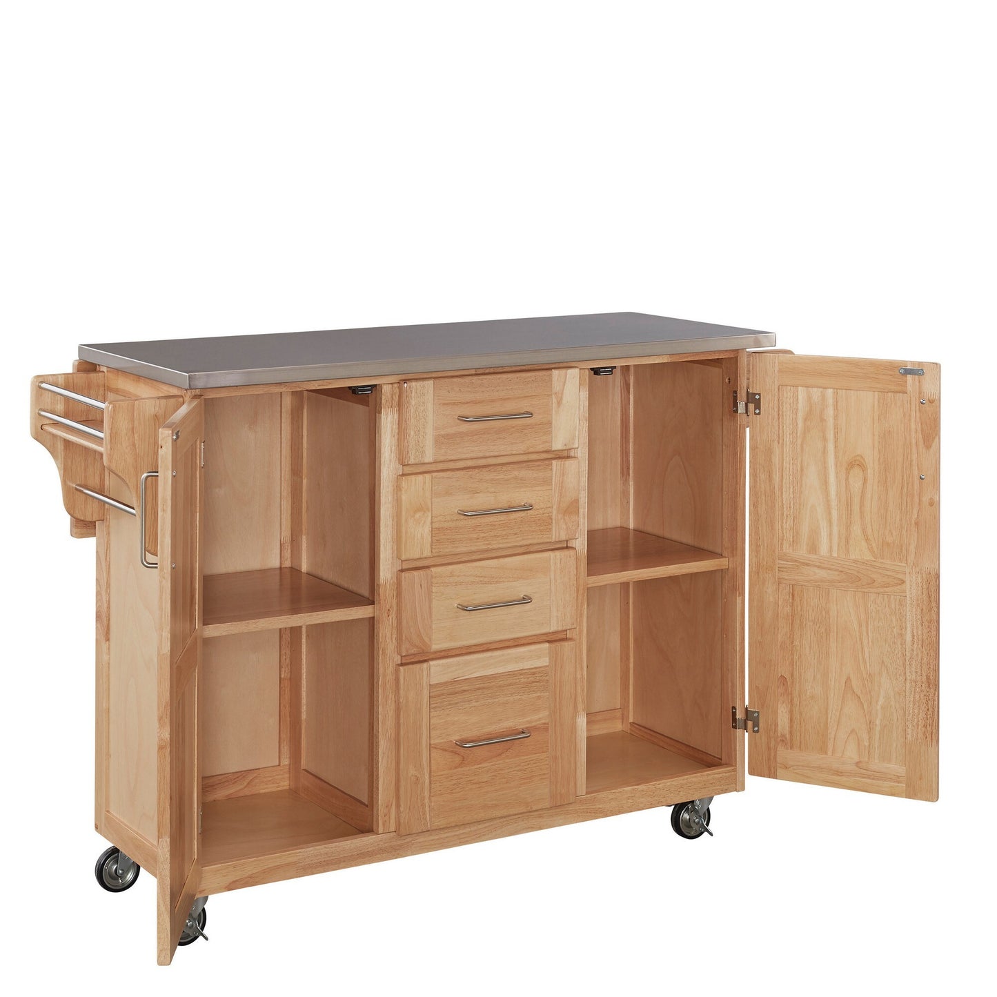 General Line 4 Drawer Kitchen Cart Brown Silver